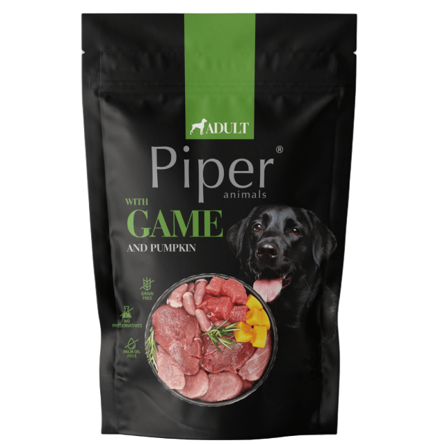 Piper Adult Dog пауч за кучета с дивеч и тиква, 500 г - хипоалерген ! Изключително вкусен пауч за кучета с високачествено месо, което и най-капризните кучета ще харесат ! Много високо качество !