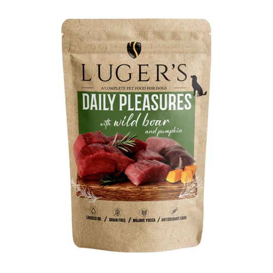 Luger`s Dog Adult 500 грама пауч - с глиган и тиква / 10 бр. СТЕК - хипоалерген ! Изключително вкусен пауч за кучета с високачествено месо, което и най-капризните кучета ще харесат ! Много високо качество !