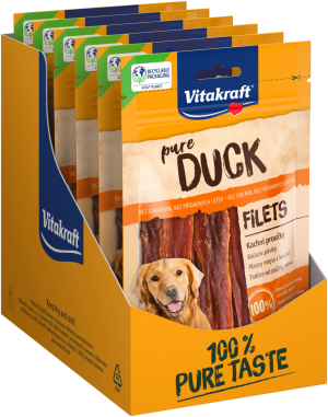 Лакомства за кучета - Vitakraft ® Pure DUCK Filets - Филета от ПАТЕШКО месо, 100% ПАТЕШКО в съдържанието на месо