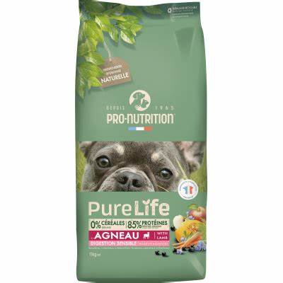 Pure Life Lamb Adult dog with Lamb 11 кг - Пълноценна храна за пораснали кучета С ЧУВСТВИТЕЛНО ХРАНОСМИЛАНЕ, с АГНЕ. Подходяща за кучета от всички породи на възраст над 1 година. Без зърно, без глутен. Произведена във Франция.