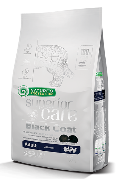 Nature’s Protection Black Coat Adult All Breeds за черни и тъмни кучета клас Супер Премиум !