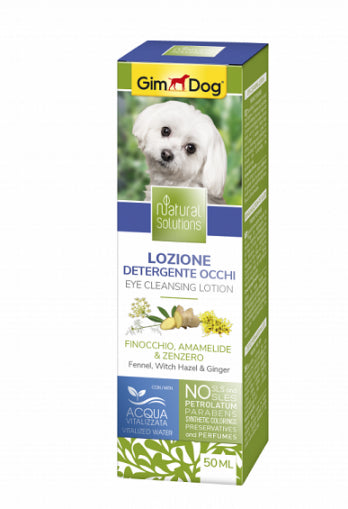 Лосион за почистване на очи за кучета 50 мл - GimDog Natural Solutions - с див копър, хамамелис и джинджифил - Zoo-PetShop