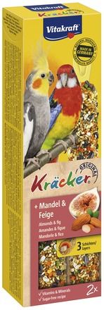 Vitakraft ® Kräcker ® - Оригинален Крекер на Витакрафт с БАДЕМ и СМОКИНЯ, 2 бр., за СРЕДНИ ПАПАГАЛИ - Zoo-PetShop